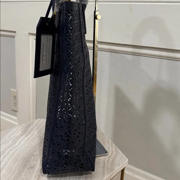 Tory Burch Bag Perforated Navy PVC Tote - Picture 6 of 14